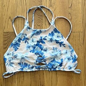 Frankies Bikinis Crochet Hawaiian Blush Tropical Pink Blue Floral Top